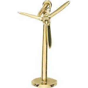  Rembrandt Charms Power Wind Mill Charm, Gold Plated Silver 