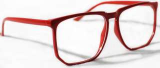 VINTAGE CLEAR LENS RED FRAME BIG SIMPLE Glasses NERD  
