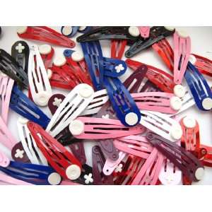  64 MIX Color Snap Hair Clips with Pad 50mm/2 inches 