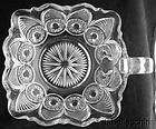 Cut / Pressed Glass Finger Bowl Button and Feather Design Clear Glass