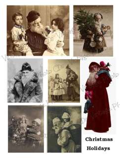 Vintage Santa Christmas Images Collage Sheet C49  