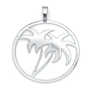   Jewelry Stainless Steel Abstract Palm Tree Circle Pendant Jewelry