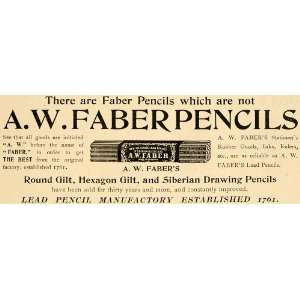 1899 Ad A.W. Faber Lead Pencils Writing Utensil Drawing   Original 