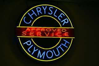 CHRYSLER PLYMOUTH APPROVED SERVICE NEON SIGN  