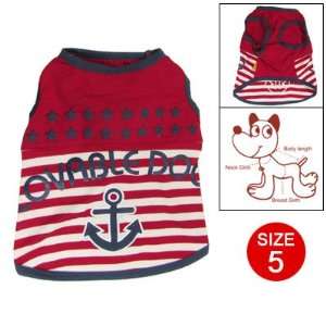   Dog Red White Stripe Sleeveless Size 5 Tank Top Shirt
