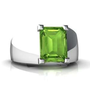   Gold Emerald cut Genuine Peridot Mens Mens Ring Size 7.5 Jewelry
