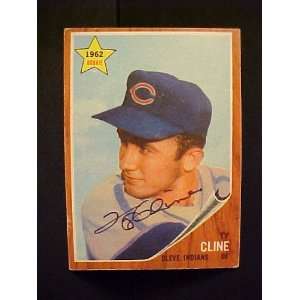  Ty Cline Cleveland Indians #362 1962 Topps Autographed 