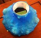 Victorian Blue Cased Art Glass Puffy Oil Lamp Shade