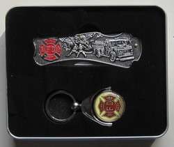 Firefighters Fire Department Knife and Key Ring #1  