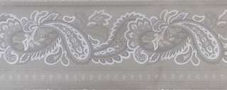 Paisley Wallpaper Border Silver Art Nouveau Beige Swirl  