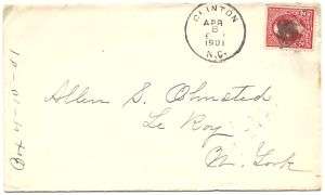 Postal Cover & Enclosure / Clinton, NC / 1901 / Lot 233  
