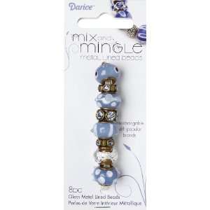  Darice Mix and Mingle Bronze Metal Lined Beads, Periwinkle 