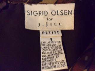 Sigrid Olsen for J Jill Petite 4 Long Rayon Brown Dress  