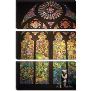  Stained Glass Window Graffiti by Banksy Giclee Canvas Art 