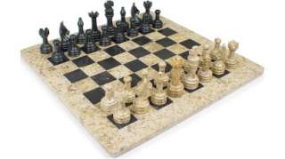 classic coral stone black marble chess set 3 king special  price $ 