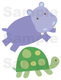 The Hippo measures 8 x 6.5. The Turtle measures 6.5 x 4.25.