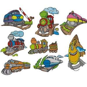  Crazy About Trains Collection Embroidery Designs on Multi 