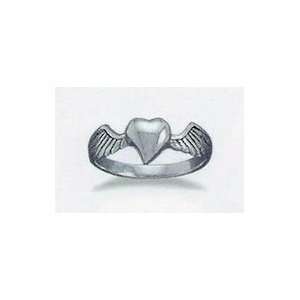  Sterling Silver Heart with Wings Ring, 5/16 inch wide 