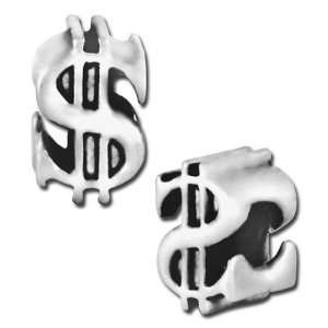   Dollar Sign Large Hole Bead   Rhodium Plated Arts, Crafts & Sewing