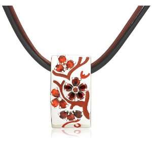   Silver, Cubic Zirconia and Enamel Pendant by David Sigal Jewelry