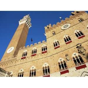 The Torre Del Mangia and Palazzo Pubblico on Palio Day, Siena, Tuscany 