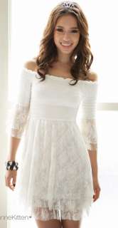 Girls Princess Lace strapless White Mini dress Shirt S  