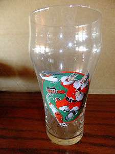 Old Vintage Antique Coca Cola High Ball Glass Coke Santa 1997 With 
