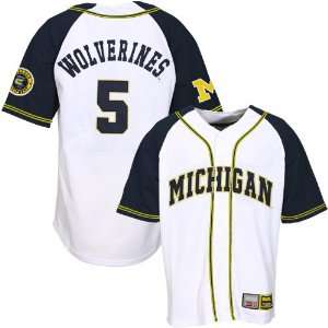   Wolverines #5 White Shutout Baseball Jersey