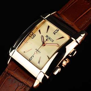 Classic ROSE GOLD TONE Brown Leather Strap Antique Mens Man Luxury 