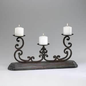  02475 Distressed Gray and Golden Antiqua 11 Uccello Trio Candleholder