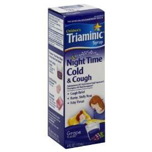 Triaminic Syrup Childrens Night Time Cold & Cough Syrup, Grape Flavor 