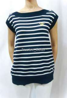 JUICY COUTURE Crest Open Back Stripe Sweater Shirt Top  
