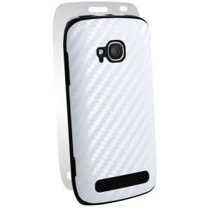 Nokia Lumia 710 Cell Phone White Carbon Fiber Texture Full Body Shield 