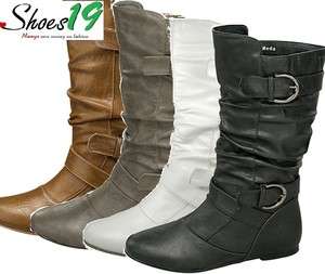 Comfy Sexy Fashion Mid Knee High Flat Fashion Slouch Boots Women Dress 