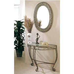  NEW GLASS TOP LOWBOY/ CONSOLE TABLE & MIRROR SET