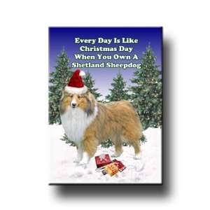 Shetland Sheepdog Christmas Holiday Fridge Magnet