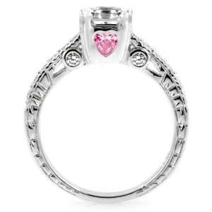  Shaylas Engagement Ring   Asscher Cut CZ & Pink Heart CZs 