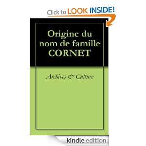 Origine du nom de famille CORNET (Oeuvres courtes) (French Edition 