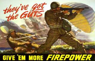 Vintage American War Bond Poster Give Em More Firepow  