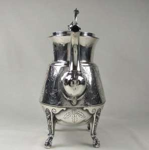 1872 Reed & Barton FIGURAL Victorian Silver Plate LION Coffee Pot 