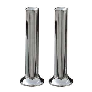  Silver Shabbat Candlesticks with Round Shape and Pearls 