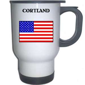  US Flag   Cortland, New York (NY) White Stainless Steel 
