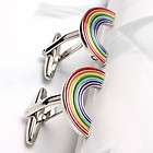Fantastic exquisite semicircle rainbow silver plated shirt cufflinks 