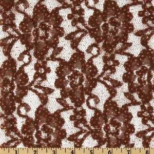   60 Wide Lace Glitter Brown Fabric By The Yard Arts, Crafts & Sewing