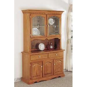  Country Style Solid Oak Wood Buffet & Hutch w/Bevelled 