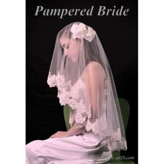  Lace Mantilla Bridal Wedding Veil 49x49 Ivory Clothing
