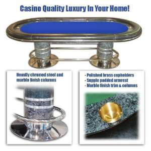  Blue Deluxe 96 inch Holdem Table   Raceway and Cupholders 