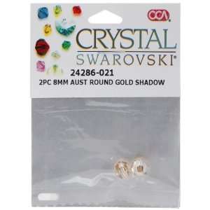  Swarovski Crystal Beads Round 8mm 2/Pkg Gold Shadow Arts 