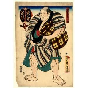  1847 Japanese Print the sumo wrestler Arakuma, full length 
