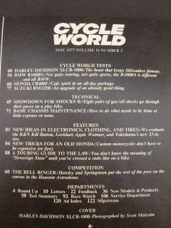 1977 May CYCLE WORLD Magazine XLCR 1000, BMW R100RS, Honda CB400F 